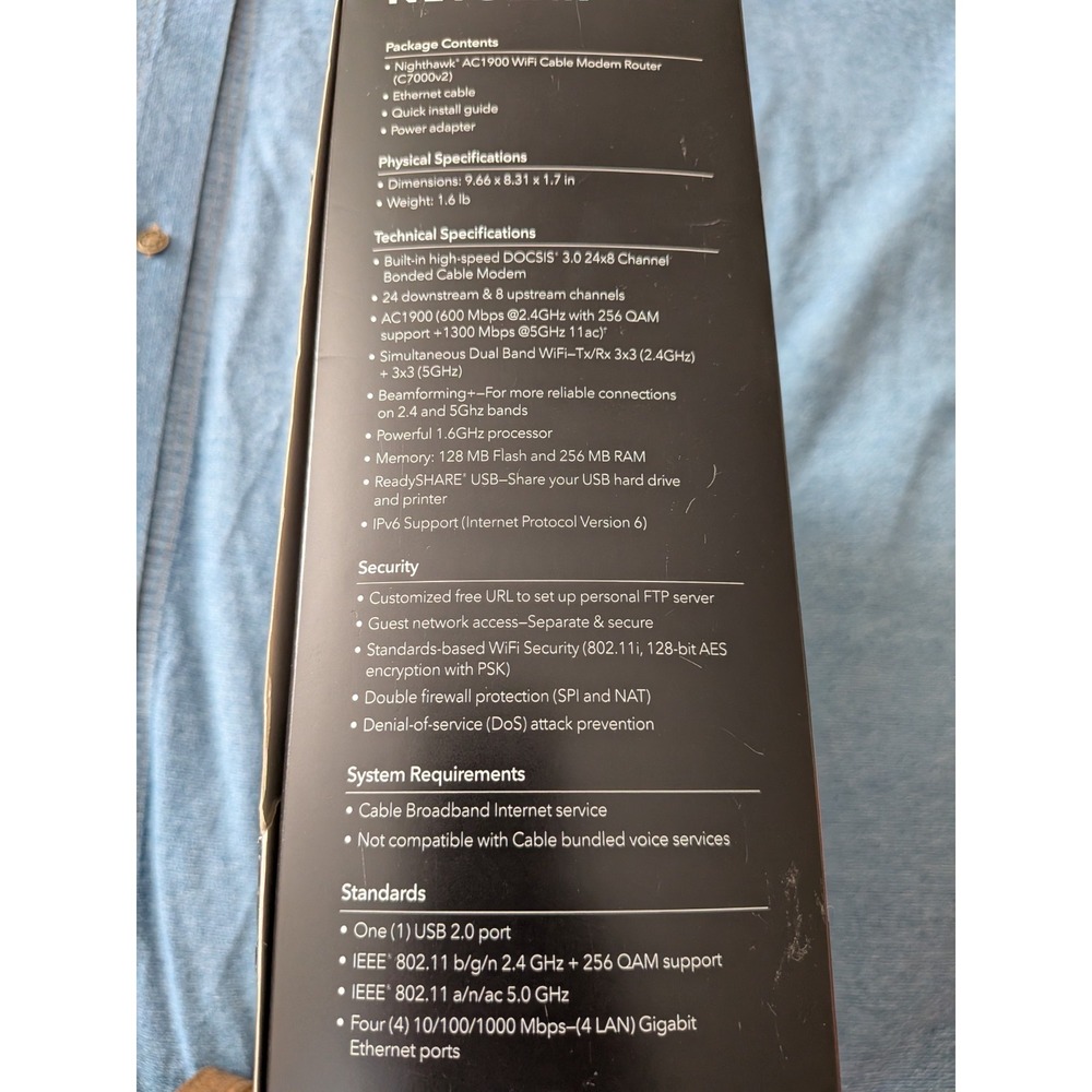 NETGEAR - Nighthawk AC1900 Router with DOCSIS 3.0 Cable Modem - Black - Picture 3 of 4